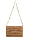 Brown Slim Real Raffia Clutch