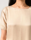 Ecru-Green Gather Dress