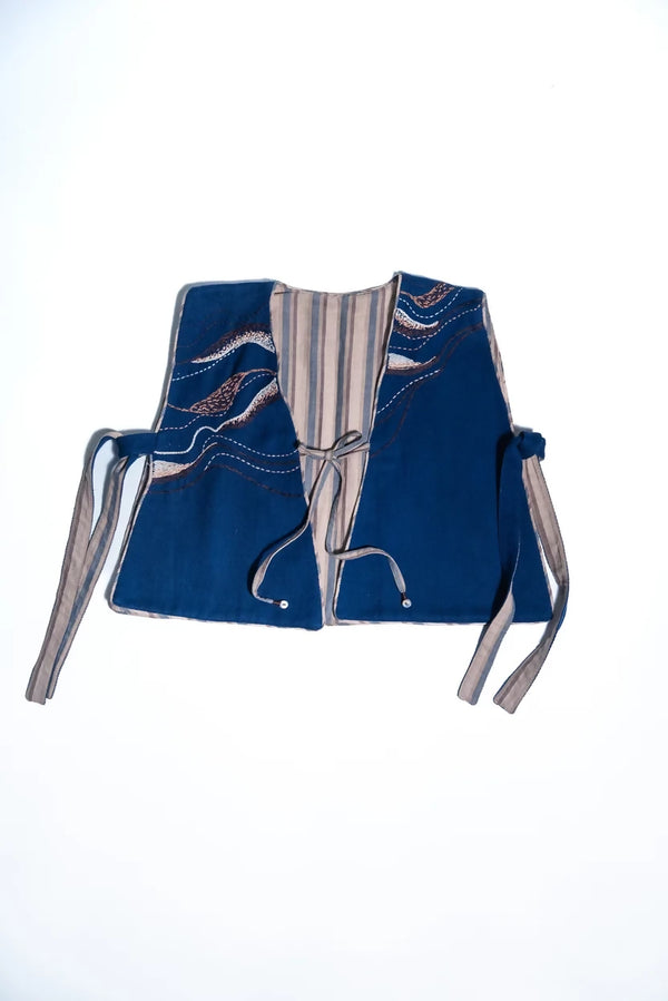 Reversible Bib- Mineral Blue