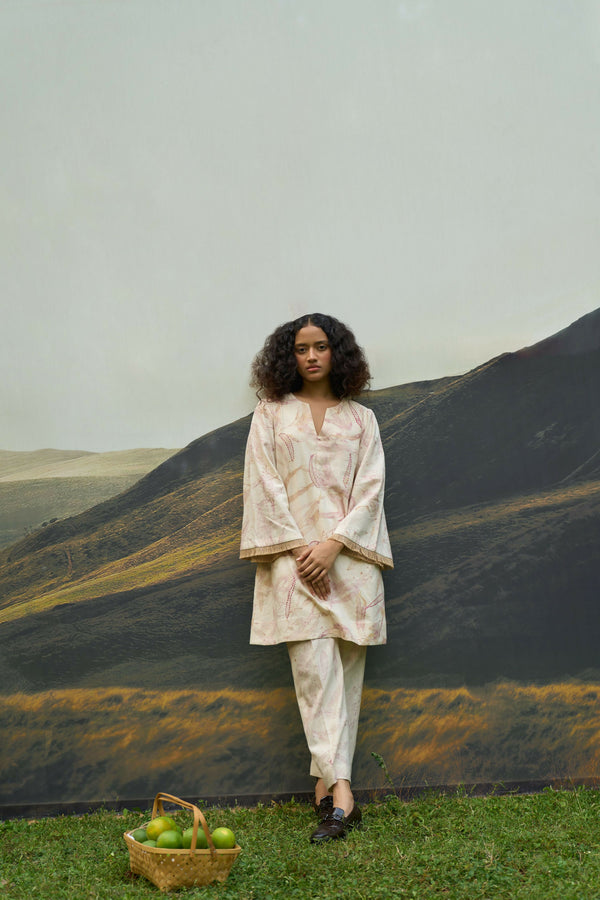 Pink Foliage Kurta
