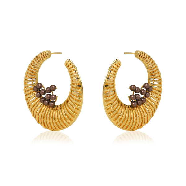 MARELLA HOOP EARRINGS- brown