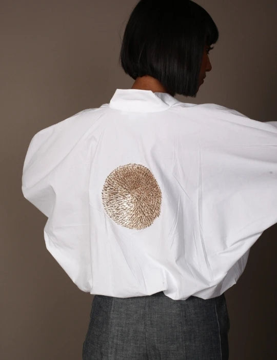 WHITE BATWING TOP