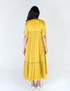 Yellow-Green Braided Gather Long Cape