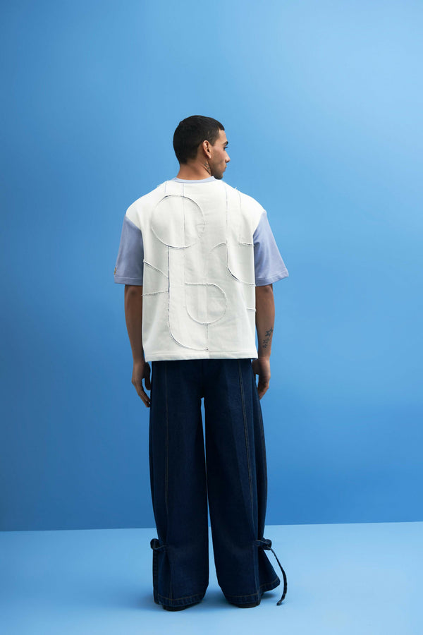 Steel Blue Shoji Patch Work T-Shirt