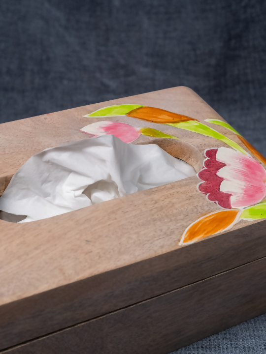 Lotus - Wooden Tissue Box