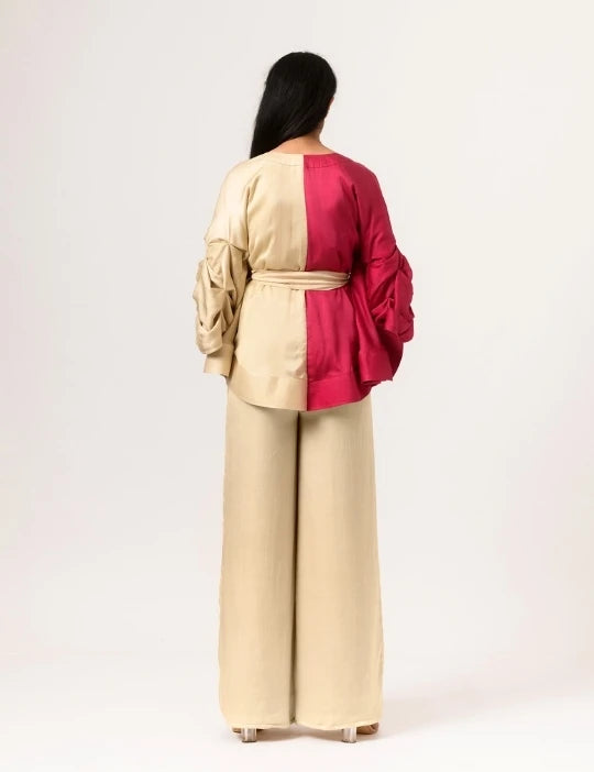 Wine-Ecru Cape Set