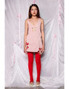 I'M TOO GIRLY- SHIMMERY KNIT CUTOUT DRESS WITH PEARLS