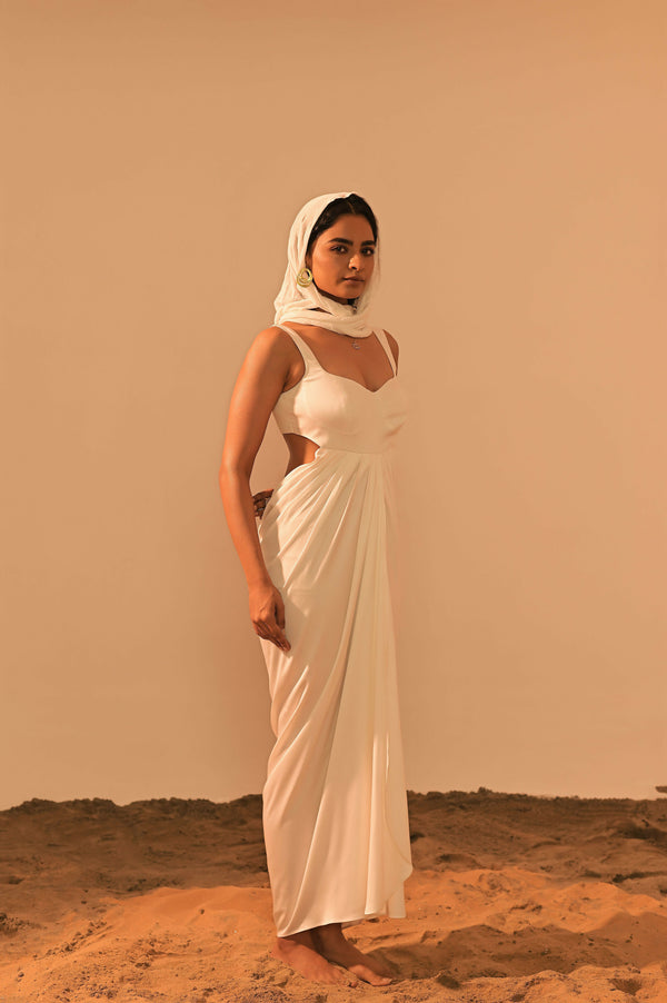 Poe Satin Drape Dress