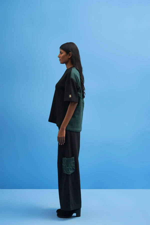 Black Shoji Patch Work T-Shirt