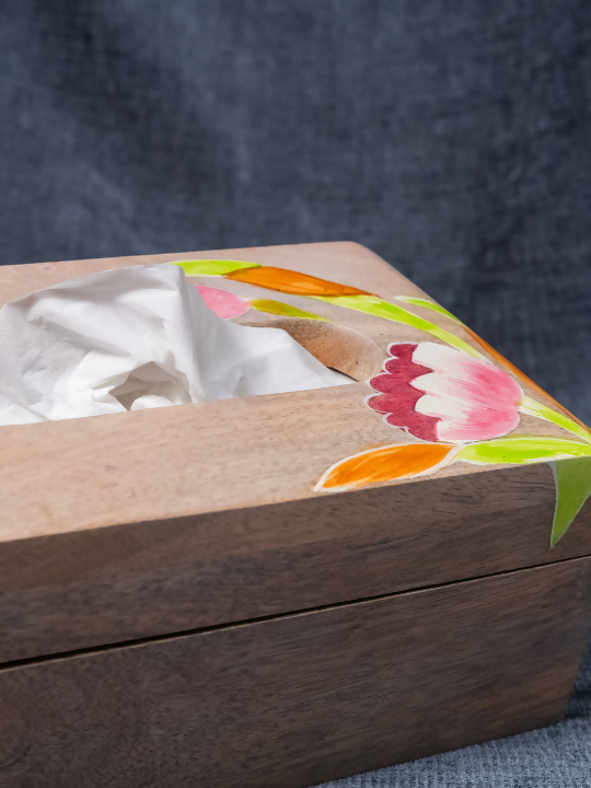 Lotus - Wooden Tissue Box