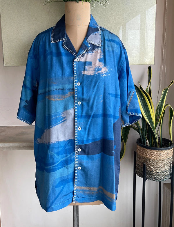 Azure men's Printed shirt