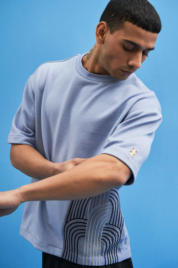 Steel Blue Chrysler Hand-Embroidered T-Shirt