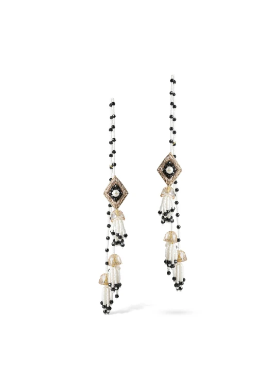 Black Crystal Front–Back Drop Earrings