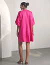 Pink Cotton Satin Short Party Dress