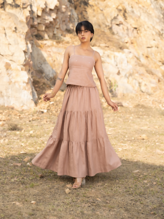 Kaia Tiered Skirt - Tan