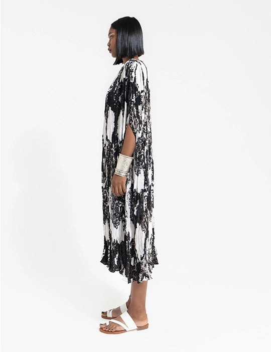 Black And White Bloom Kaftan