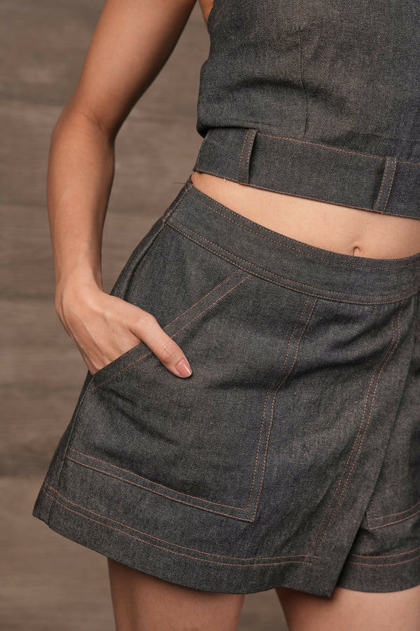 Tailored Skorts - Earthy Blue