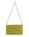 Poppy Green Slim Real Raffia Clutch