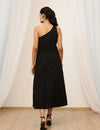 Black One Shoulder Embroidered Dress