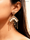 Crystal fringe earrings gold