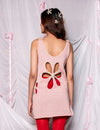 I'M TOO GIRLY- SHIMMERY KNIT CUTOUT DRESS WITH PEARLS
