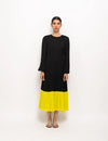 Black-Neon Gather Maxi Dress