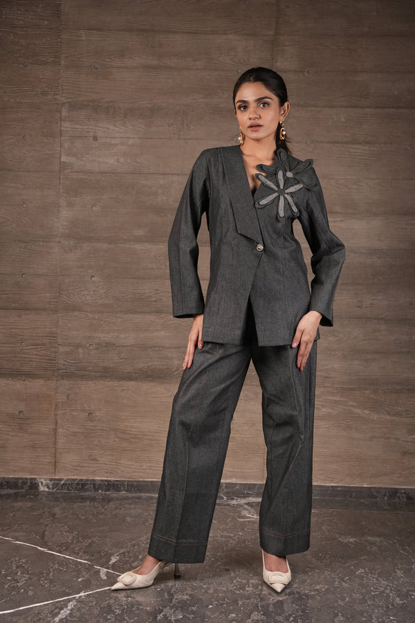 Flora Blazer - Earthy Blue