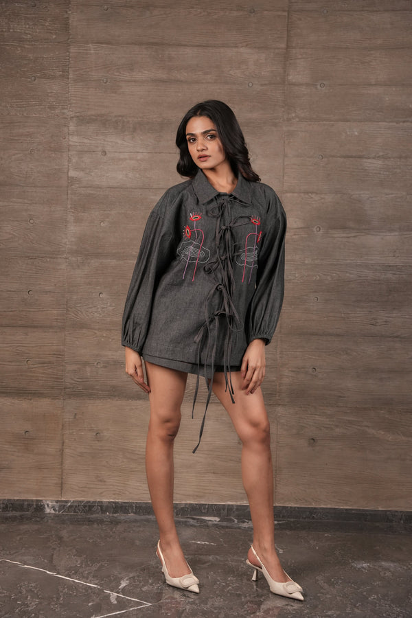 All Eyes Shirt - Earthy Blue