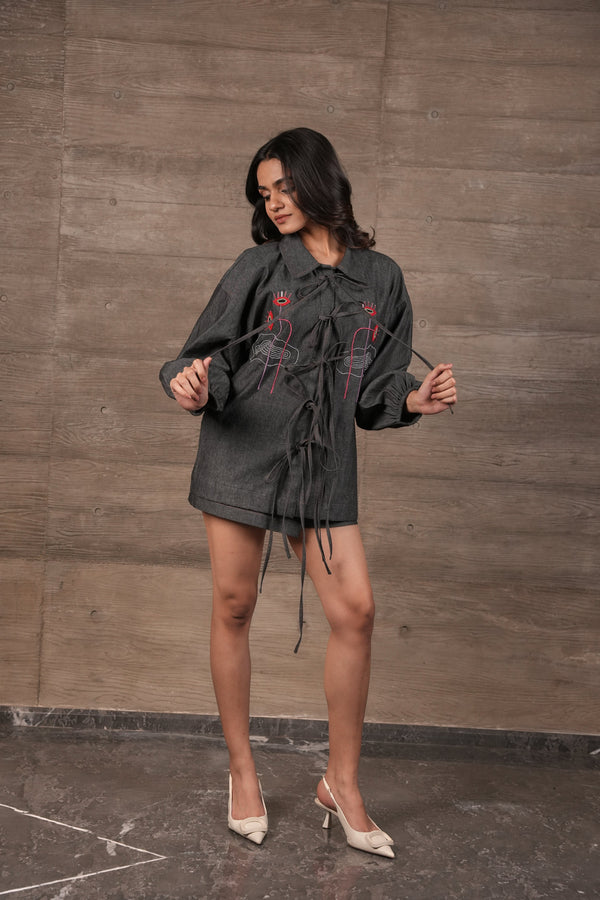 All Eyes Shirt - Earthy Blue