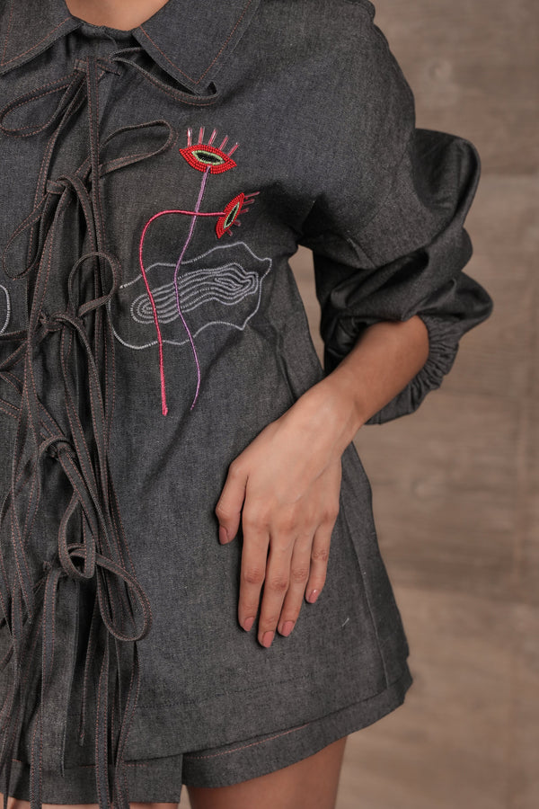 All Eyes Shirt - Earthy Grey