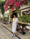 WHITE CASABLANCA DRESS- GREEN\YELLOW