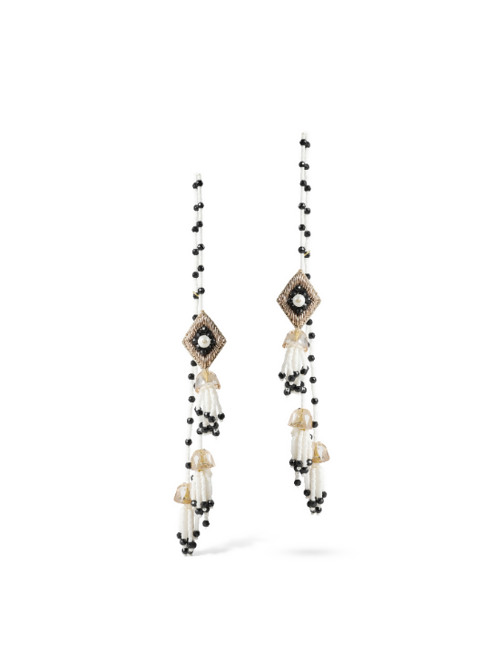 Black Crystal Front–Back Drop Earrings