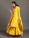 Yellow Jodha Anarkali Sharara Set