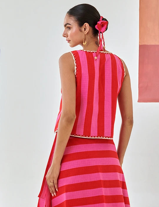 Striped Embroidered Top