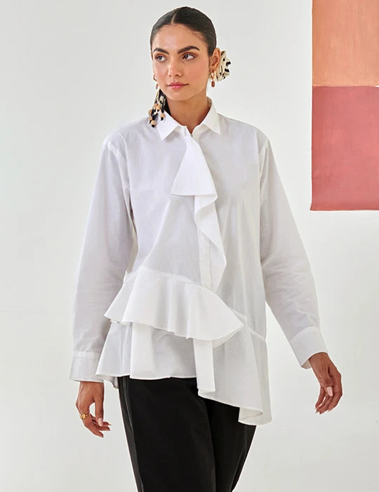 White Asymmetric Shirt