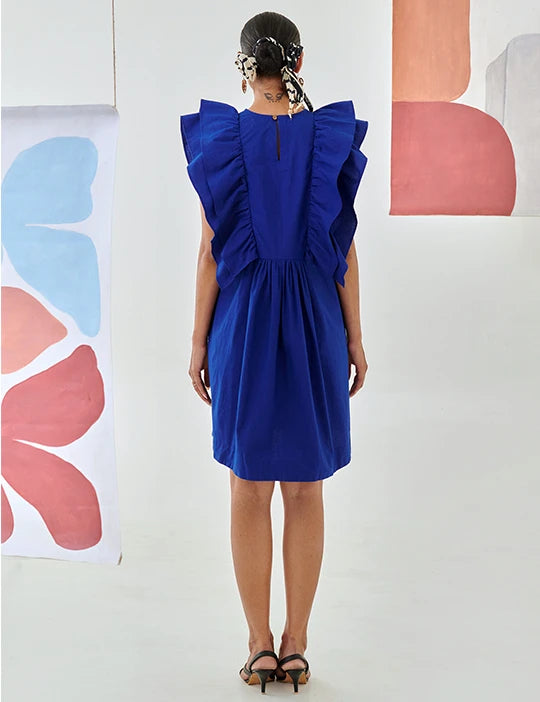 Blue Short Ruffled Dress