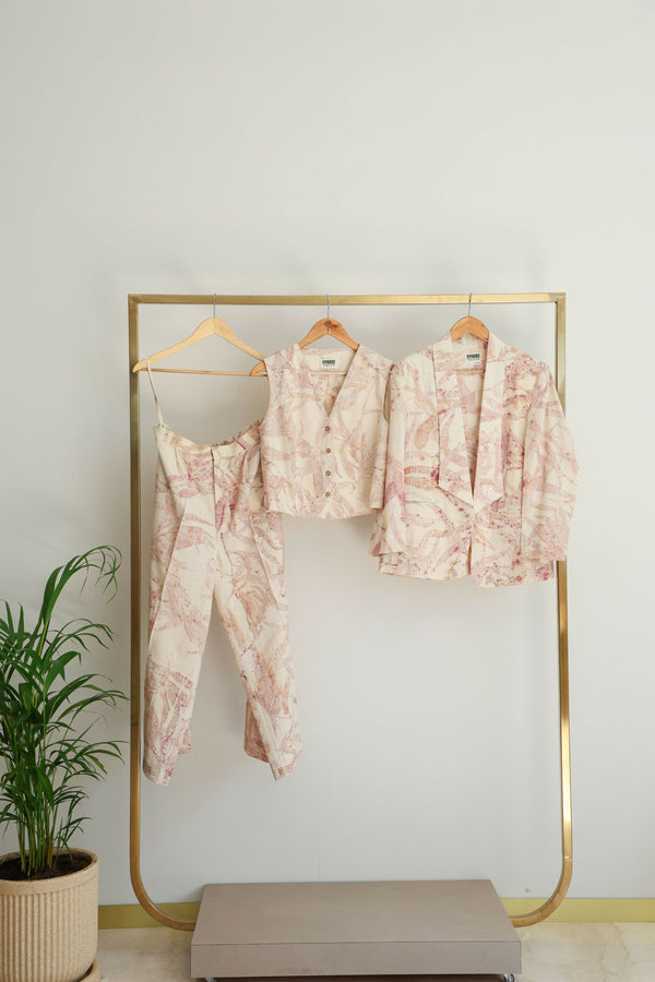 Pink Foliage 3-Piece Set (With Vest)