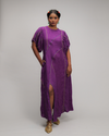 Magdalena Purple Linen Puff Sleeve Dress