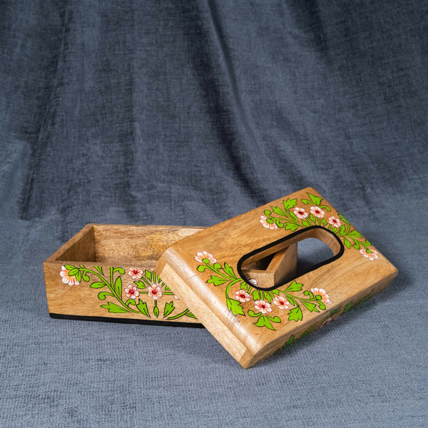 Floral - Wooden Tissue Box