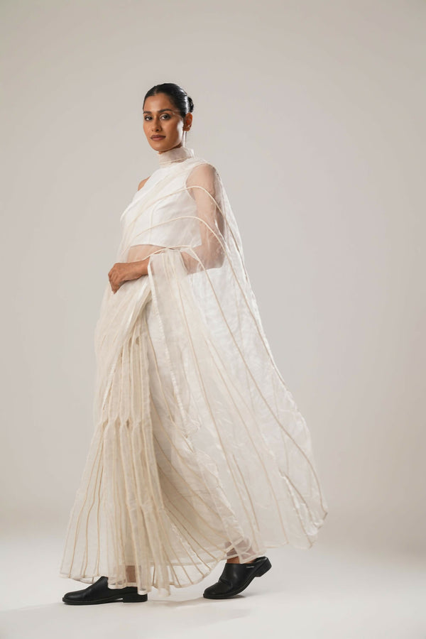 MJ WHITE DORI SAREE