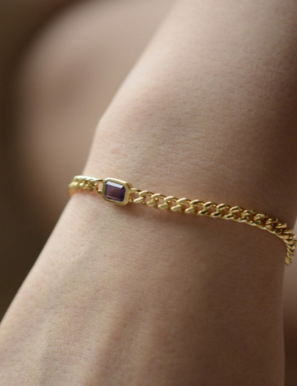Amethyst Bracelet Italian Chain