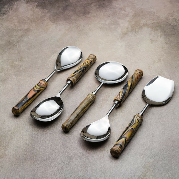 Matte Gold Serving Spoons Set