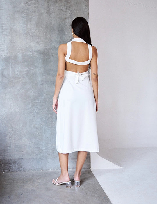 Logus White Collar Dress