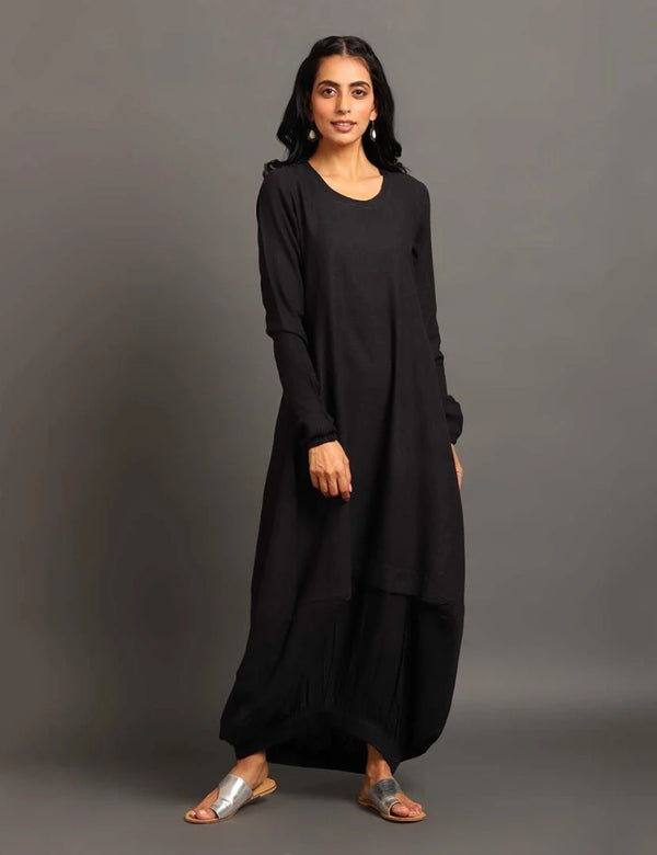 Black Boho Balloon Dress