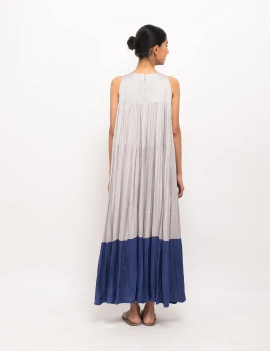 Grey-Blue Halter Neck Dress
