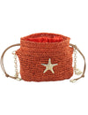 Raffia Bucket bag with emblem