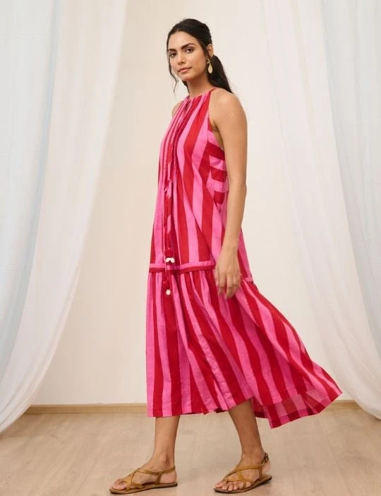 Striped Sleeveless Maxi Dress
