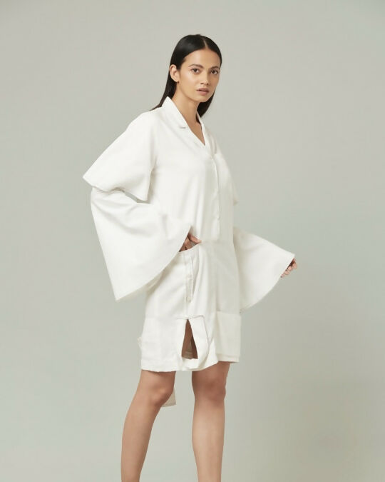 Lucie inverted shirt dress with bell sleeves