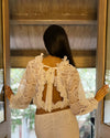 Dahlia Open Back Laser Cut Blouse & Brisa Straight Pants Set