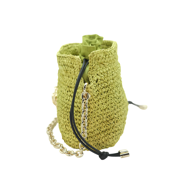 Raffia Bucket bag with emblem